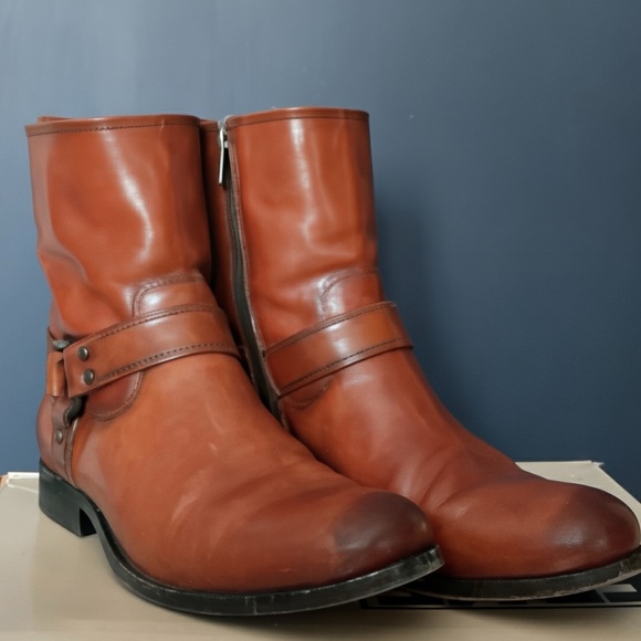 Frye Melissa Harness Boots Cognac Leather Women 8.5 B - Picture 5 of 7